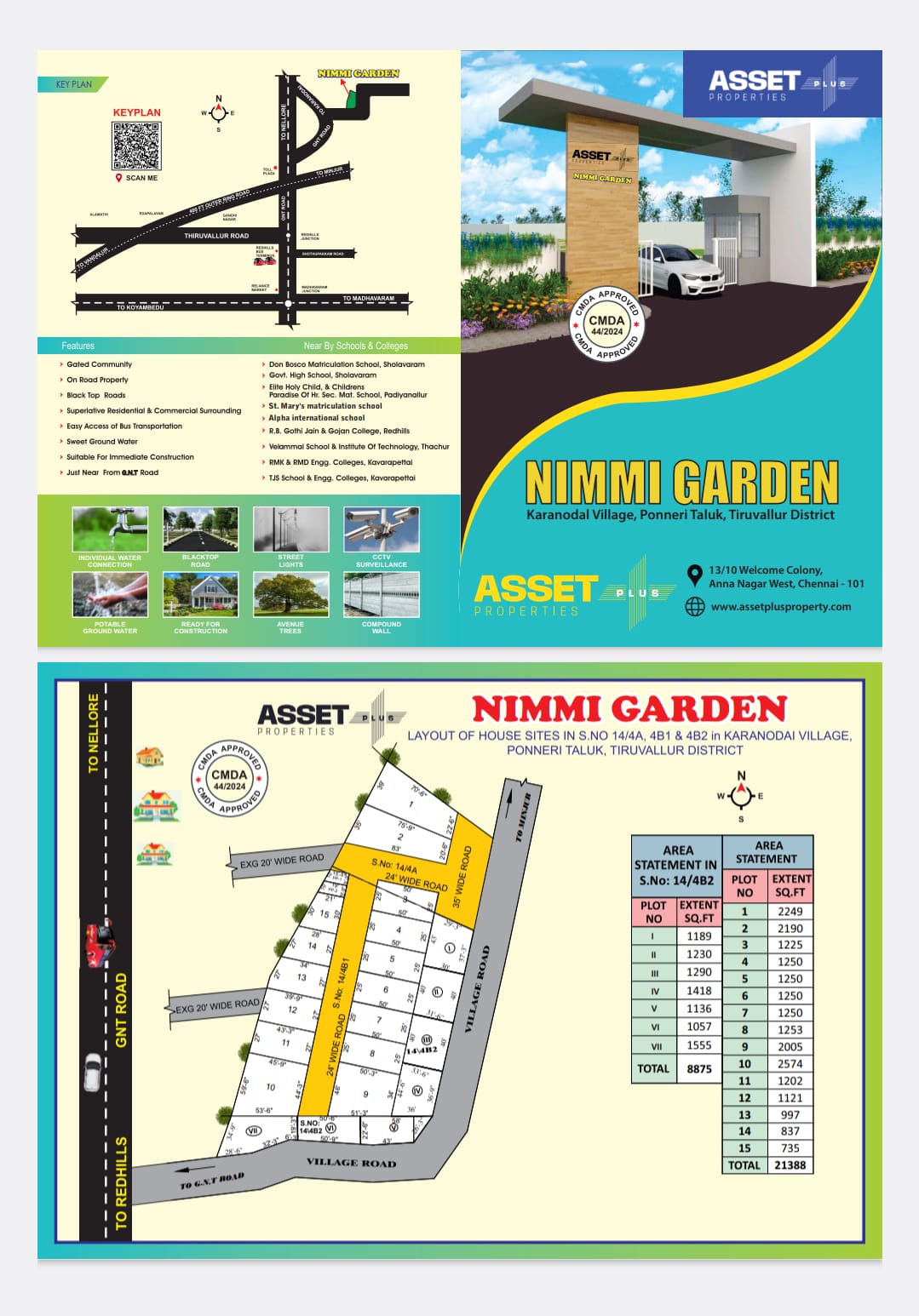 NIMMI GARDEN KARANODAI VILLAGE PONNERI TALUK TIRUVALLUR DISTRICT  CMDA APPROVED
